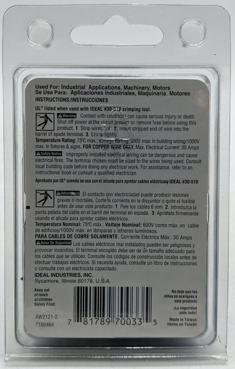 Buchanan 70033 16-14 AWG 600 Volt 4-6 Stud Spade Terminals (100-Pack)