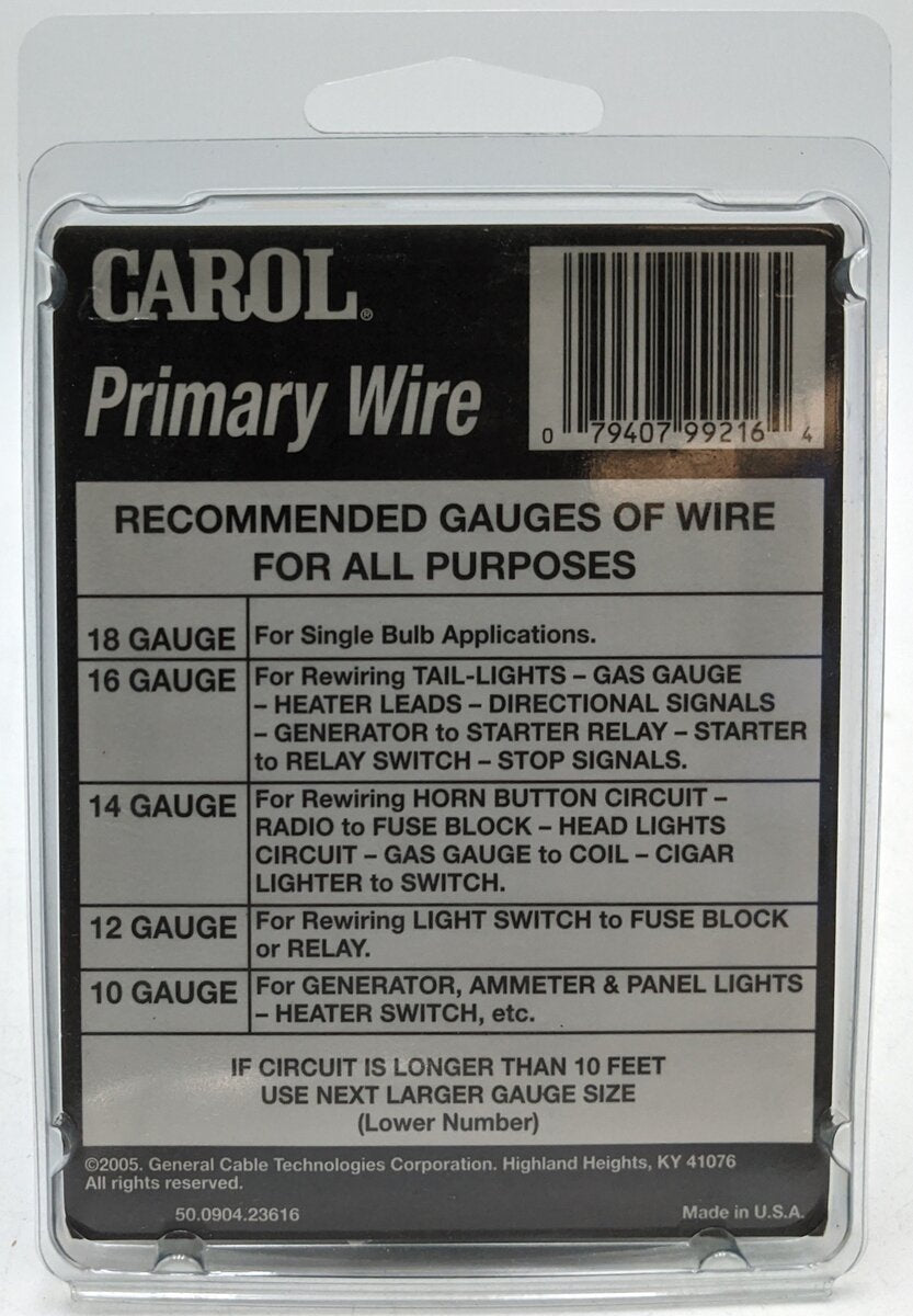 Carol 6P16G 16 Gauge 24ft Primary Wire