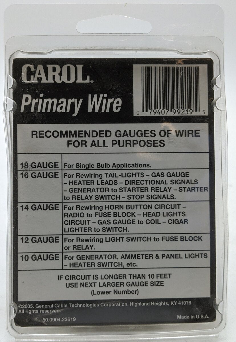 Carol 6P16Y 16 Gauge 24ft Primary Wire