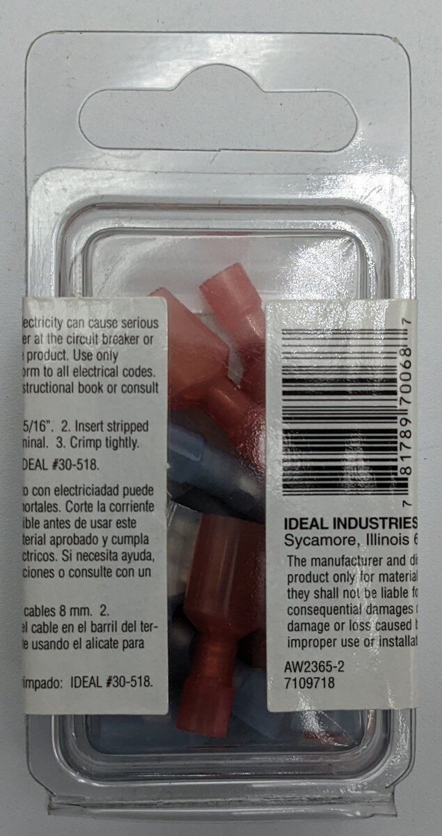 Buchanan 70068 22-18 AWG (Red) 16-14 AWG (Blue) Insulated Disconnects (12-Pack)