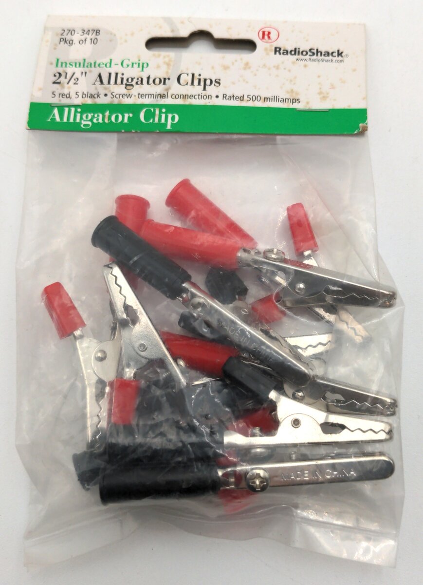 Radio Shack 270-347B 2-1/2" Alligator Clips 5 Red 5 Black Screw Terminal 500mA