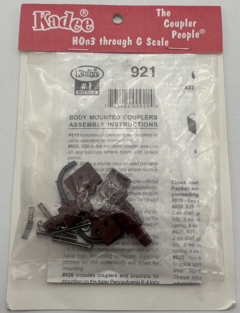 Kadee 921 #1-Scale Centerset Short Shank Couplers w/Extra Short Gear Boxes Rust