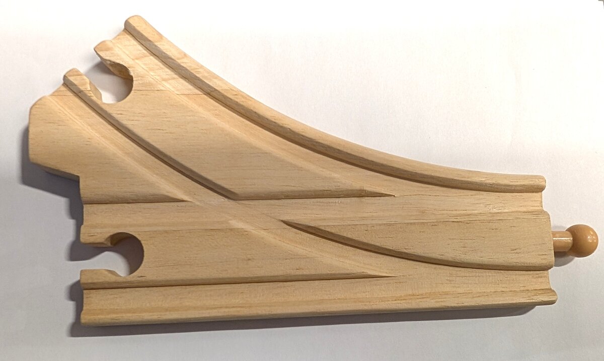 BigJigs Rails BJT107 Wooden Curved Right Point Track (Single Piece)