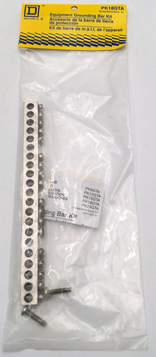 Square D 51738 18 Terminal Equipment Grounding Bar Kit