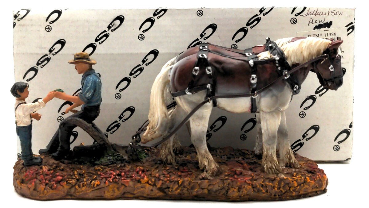 G&S Collectibles 11386 G Scale Father And Son With Horse And Plow