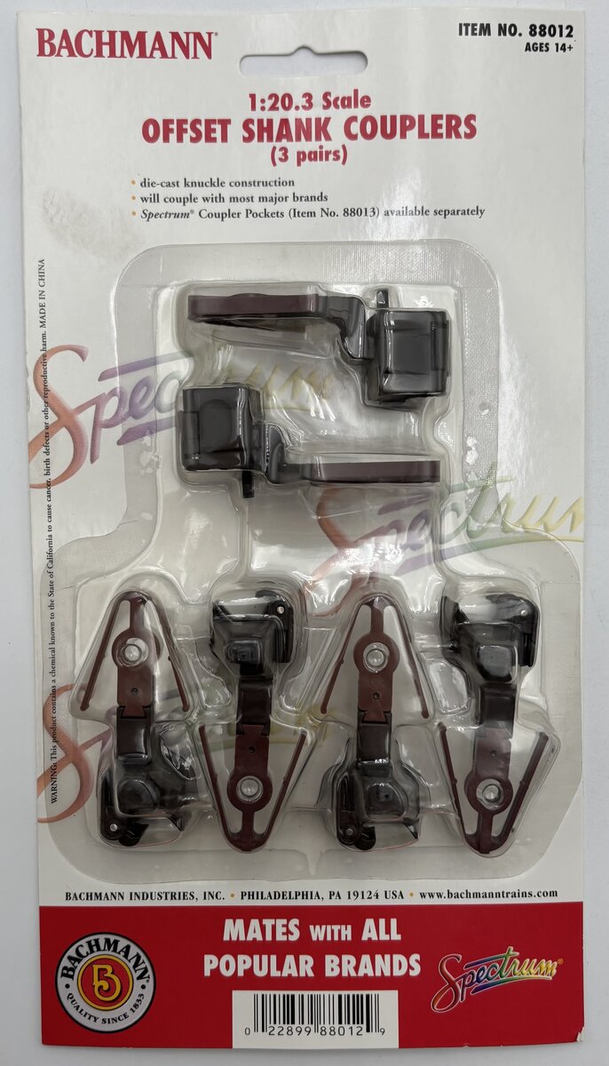 Bachmann 88012 1:20.3 Offset Shank Couplers (Pair of 3)