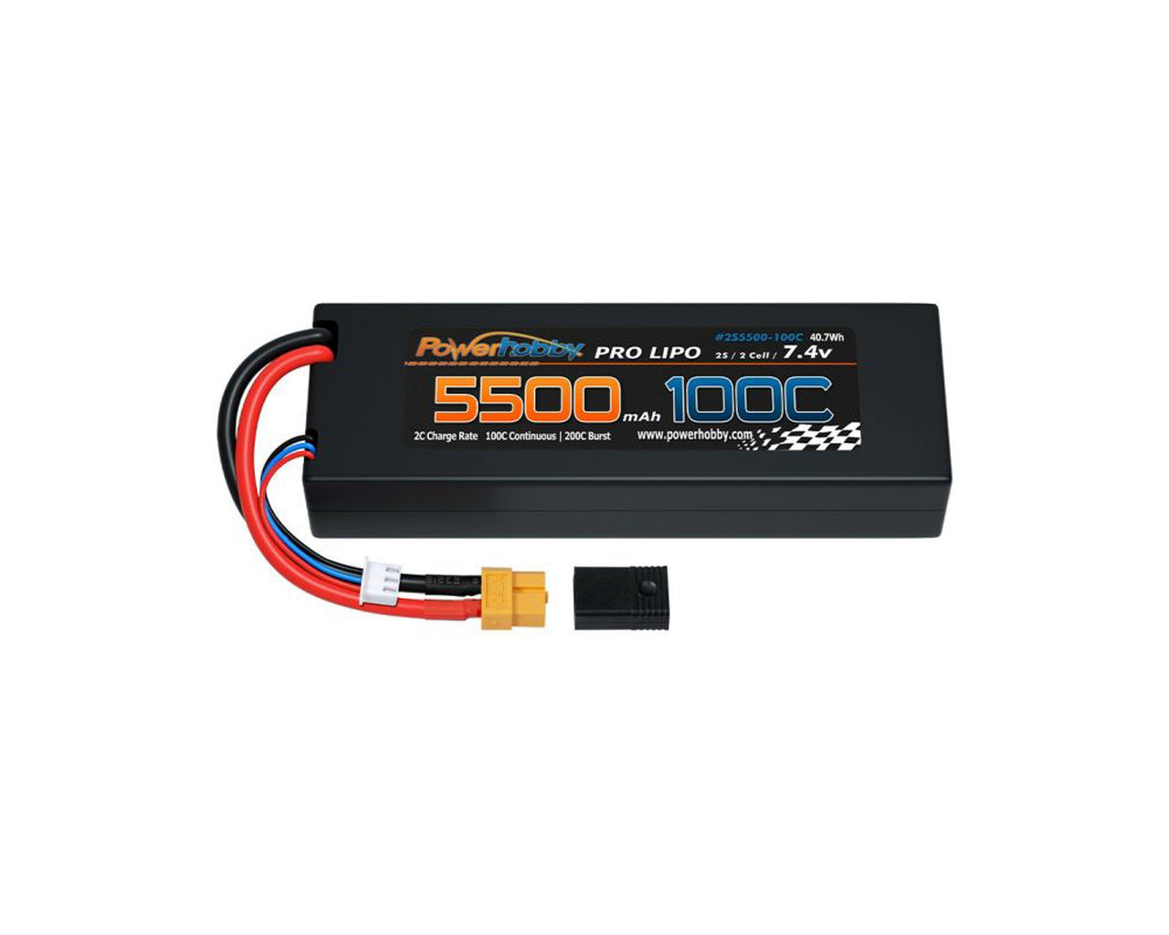 Power Hobby 2S5500MAH100CXT60 2S 7.4V 5500MAH 100C Lipo Battery with XT60 + Plug