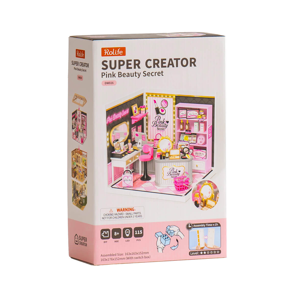 Robotime DW026 Rolife Pink Beauty Secret DIY Miniature House