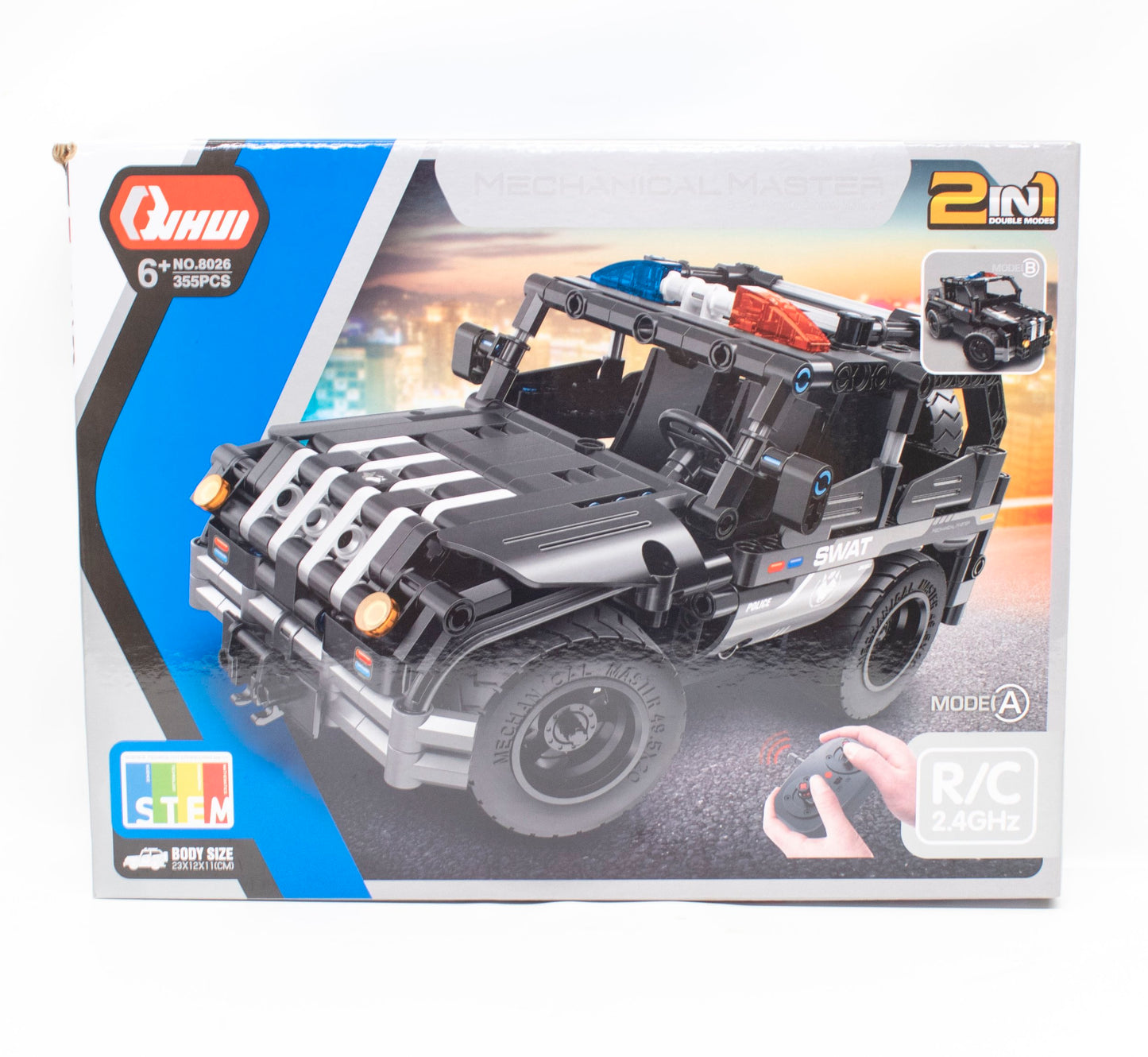 Qihui 8026 Tech Bricks 2-in-1 RC Police Car 355 Pieces Building Blocks