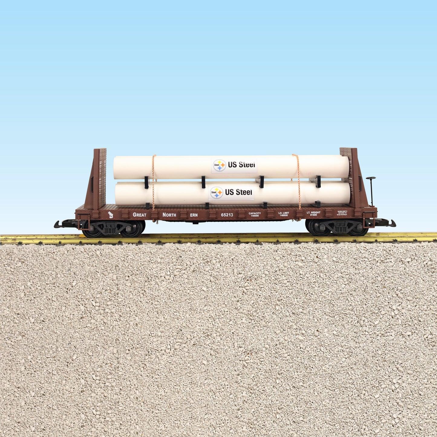 USA Trains R17610B G Great Northern Pipe Load Flat Car #65213