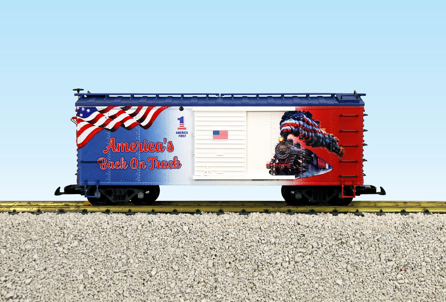 USA Trains R19159 G America's Back on Track Patriotic Series Boxcar