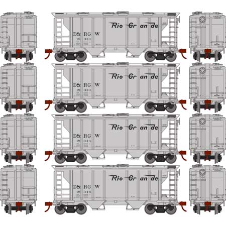 Roundhouse 2416 HO D&RGW PS-2 2003 2-Bay Covered Hopper (Pack of 4)