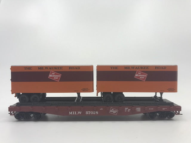 Athearn 92365 HO Milwaukee 50' Flat With Two 25' Trailers #57028 LN/Box