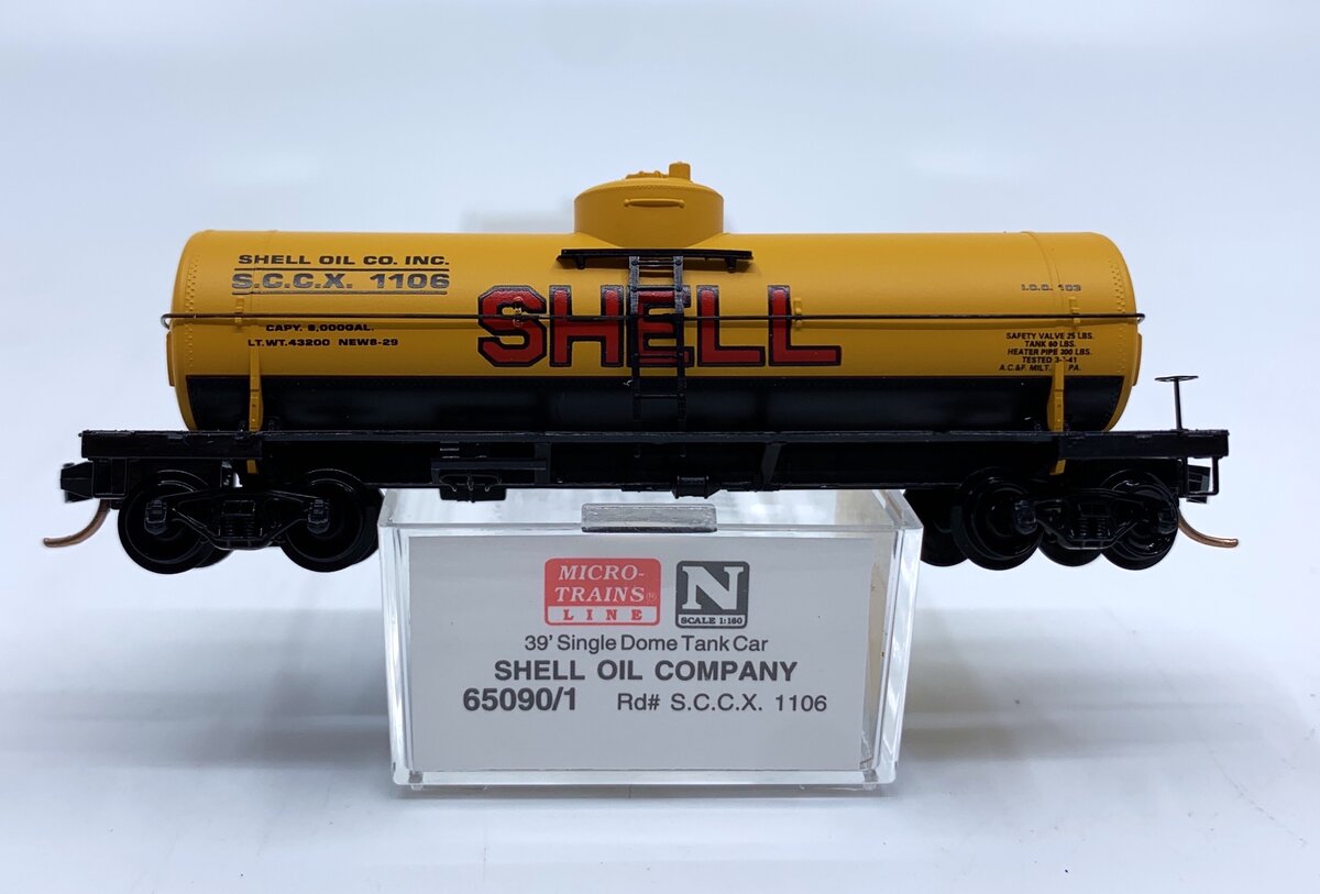 Micro-Trains 65090/1 N Scale Shell Oil 39' Single Dome Tank Car #1106 NIB