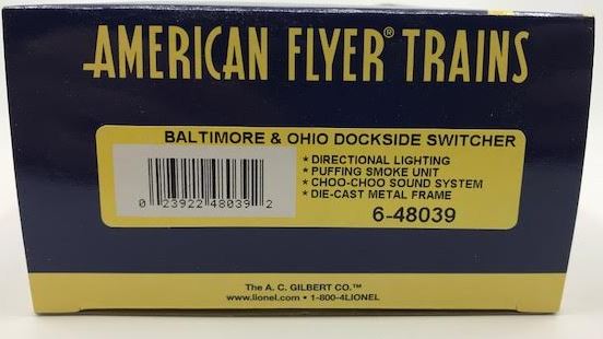 American Flyer 6-48039 S Scale B&O Dockside Switcher LN/Box