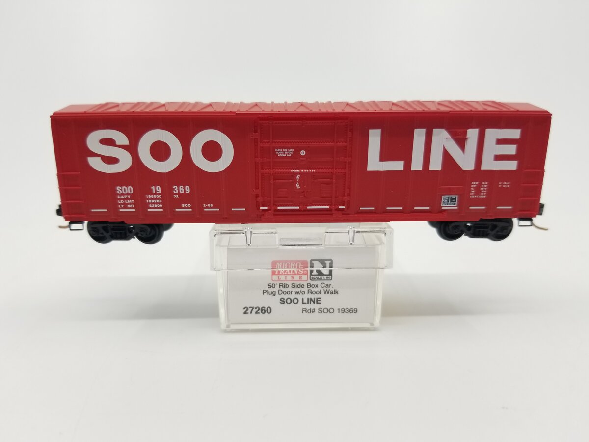 Micro-Trains 02700260 N SOO 50' Ribside Plug Door Boxcar w/o Roof Walk #19369 LN/Box