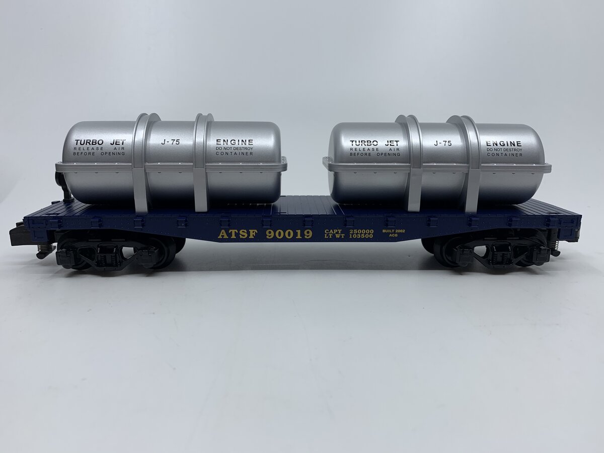 American Flyer 6-48527 S Scale Santa Fe Flatcar W/ Jet Engine Transport #90019 LN/Box