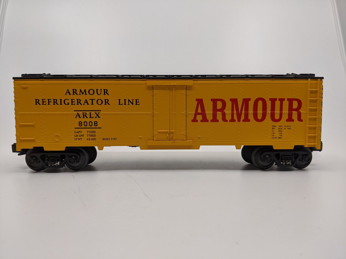 MTH 30-7818 O Gauge Armour Refrigerator Line Reefer Car #8008 EX/Box