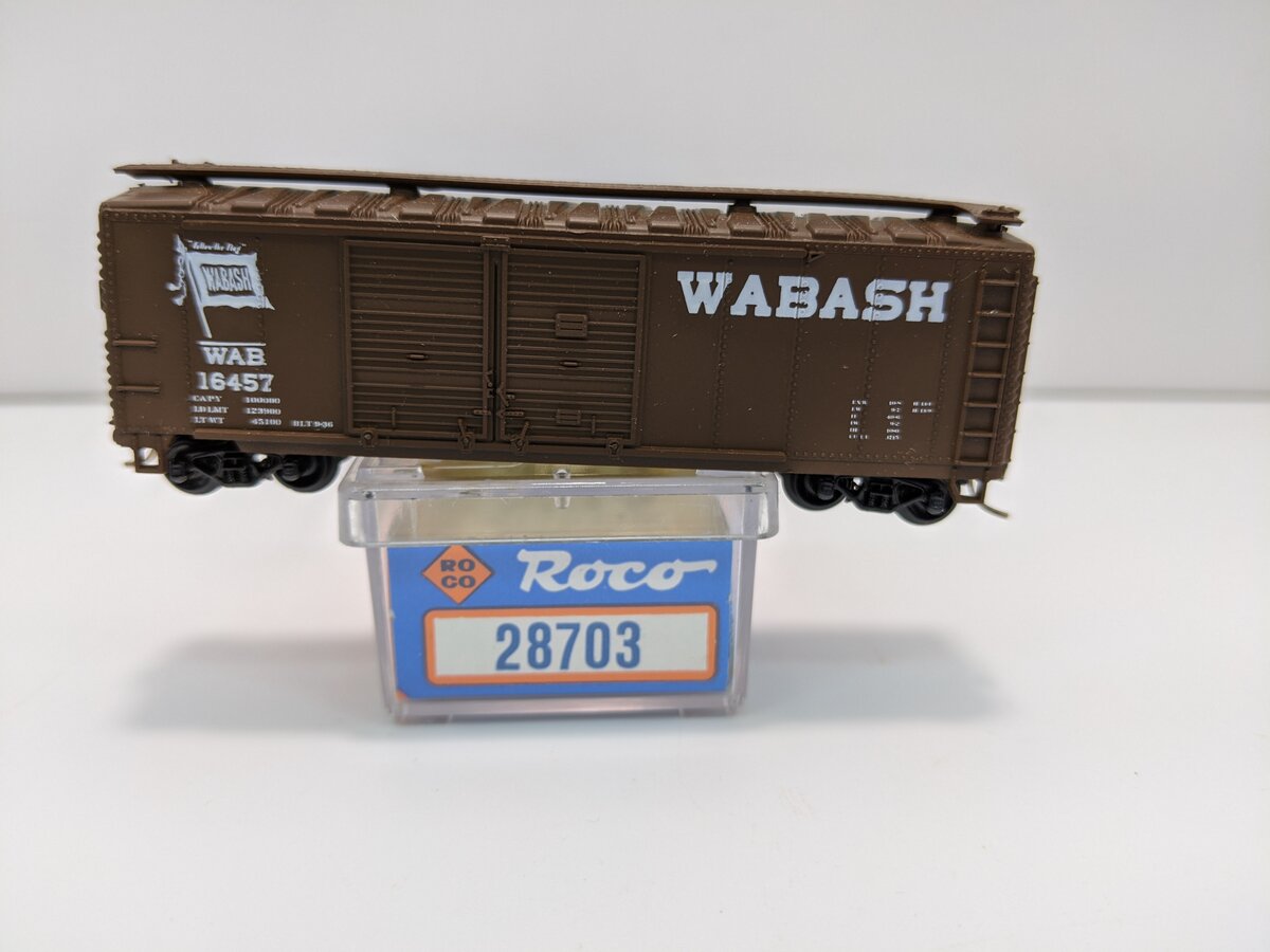 Roco 28703 Wabash 40' Double-Door Boxcar #16457 LN/Box