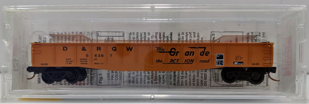 Micro-Trains 04600040 N DRGW 50' Fishbelly Side Gondola w/Drop Ends #56387 LN/Box