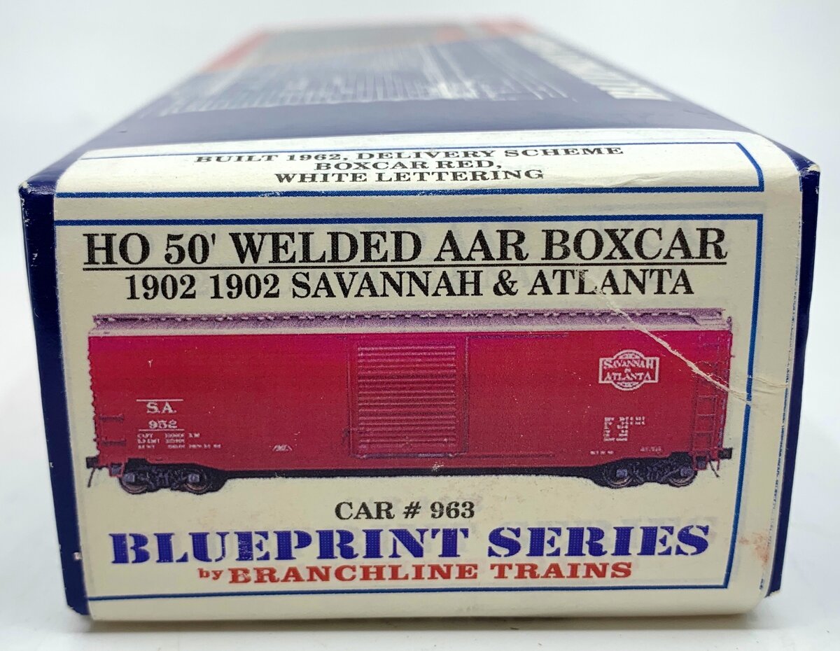 Branchline Trains 1902 HO Savannah & Atlanta 50' Welded AAR Boxcar #963 Kit