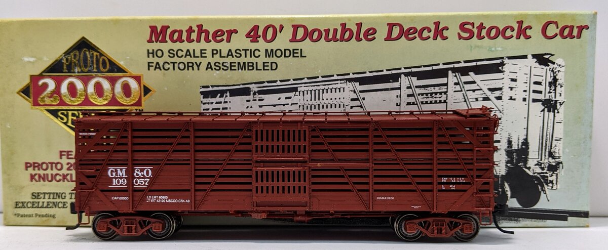 Proto 2000 109057 HO Scale GM&O Mather 40' Double Deck Stock Car LN/Box