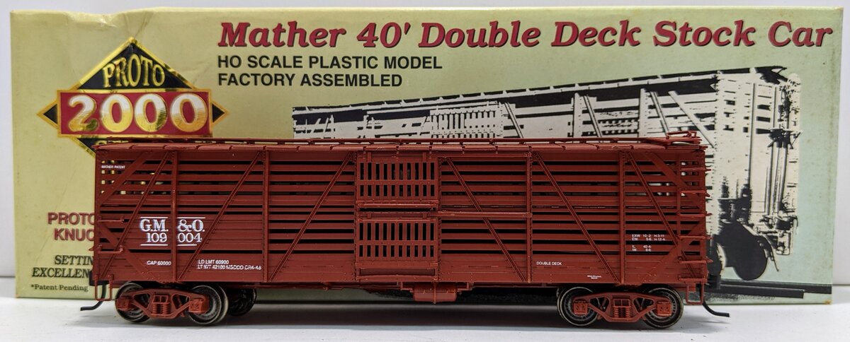 Proto 2000 109004 HO Scale GM&O Mather 40' Double Deck Stock Car LN/Box