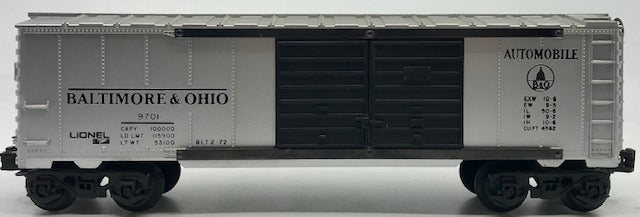 Lionel 6-9701 O Gauge Baltimore & Ohio Double Door Automobile Boxcar w/9200 Ends EX/Box
