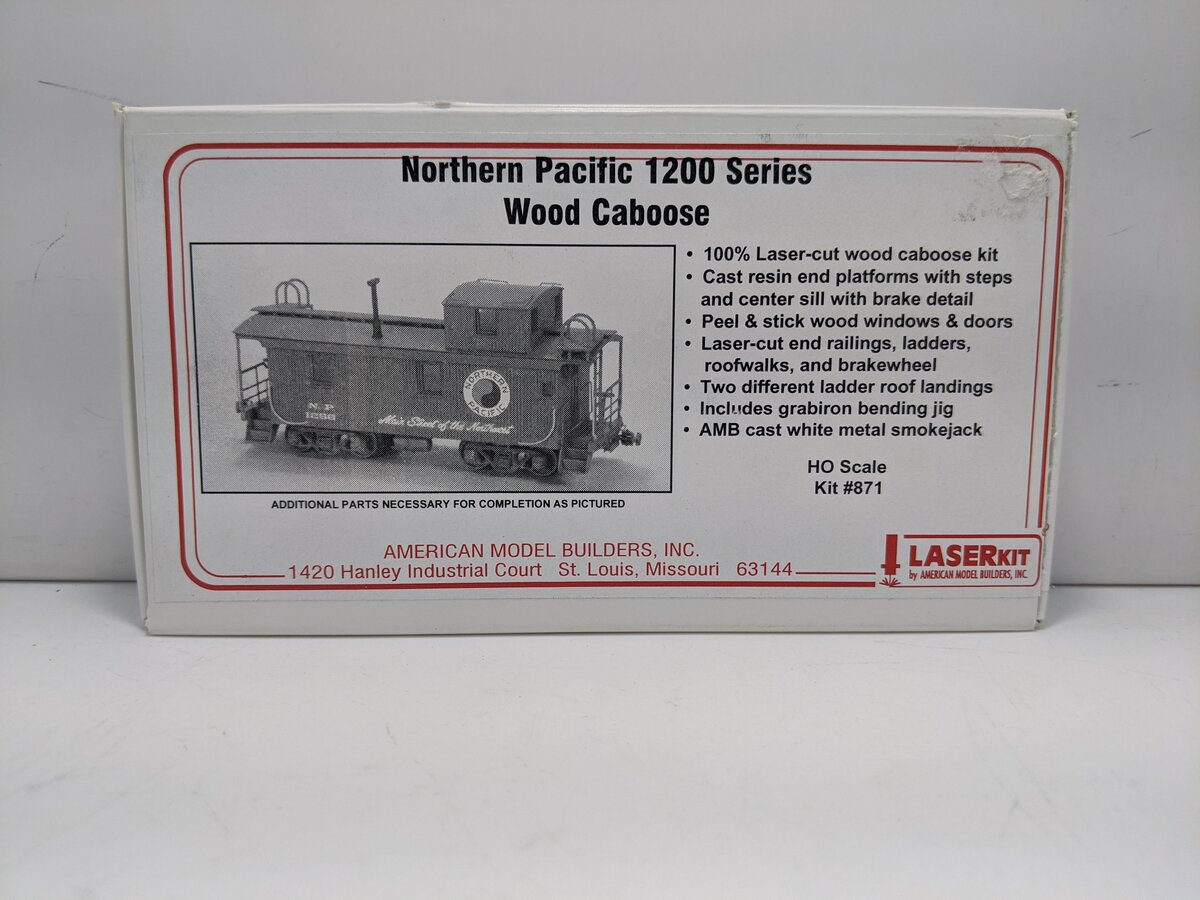 American Model Builders 871 HO Scale Laser Art Northern Pacific 1200 Caboose Kit