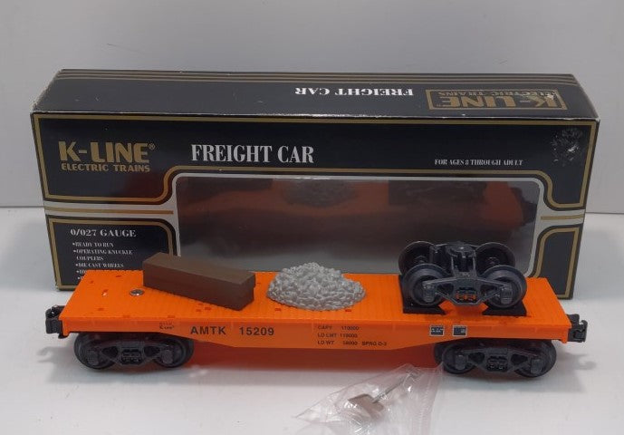 K-Line K661-1031 Amtrak Classic Flat Car #15209 W/Ties and Gravel LN/Box