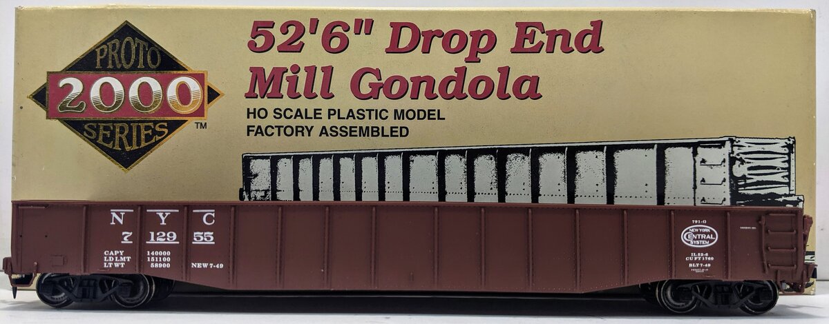 Proto 2000 712955 HO Scale NYC 52' Drop End Mill Gondola #712955 LN/Box