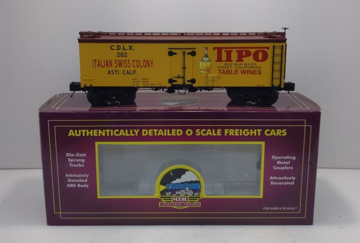 MTH 20-94334 O Italian Swiss Colony 36’ Woodsided Reefer Car #282