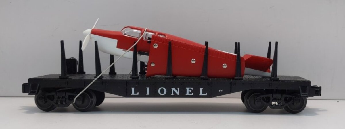 Lionel 6-29461 O Gauge 6500 PWC Flatcar w/ Airplane Red & White LN/Box