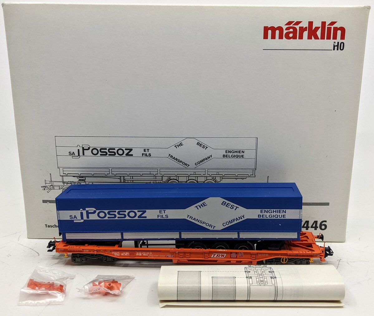 Marklin 47446 HO Scale Depressed Well Flatcar w/ Truck Trailer Load