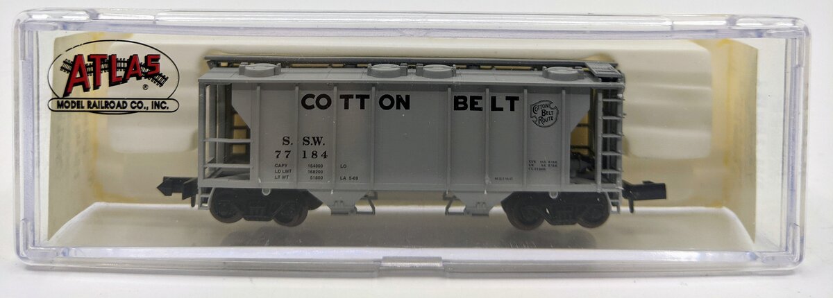 Atlas 3154 N Scale Cotton Belt PS-2 2-Bay Hopper #77184 LN/Box