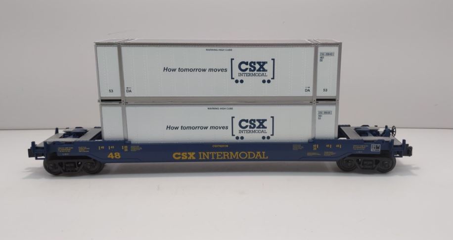 MTH 30-4213A O Gauge CSX Husky Stack Car w/ Intermodal Containers #620156 LN/Box