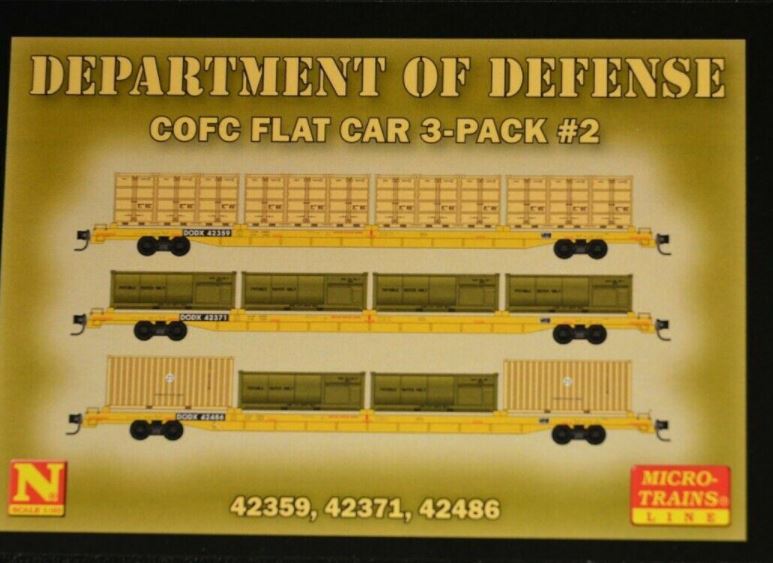 Micro-Trains 99301910 N Department Of Defense COFC Flatcar #2 (Set of 3) NIB