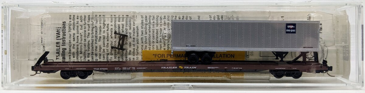 Micro-Trains 07100014 N TTAX 89' 4" Flatcar w/Mo-Pac Van Trailer #970255 LN/Box