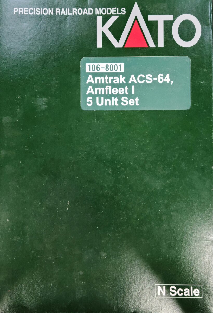 Kato 106-8001 Amtrak ACS-64 & Amfleet I N Gauge Bookcase Train Set (Set of 5)