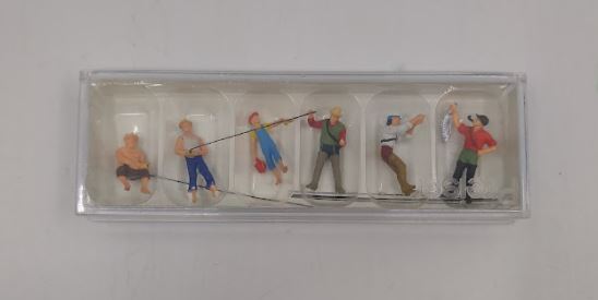 Preiser 10077 HO Scale Men Fishing Figures (Set of 6)