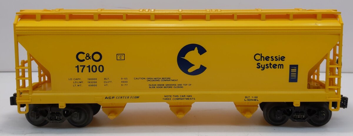 Lionel 6-17100 O Gauge Chessie 3-Bay ACF Hopper LN/Box