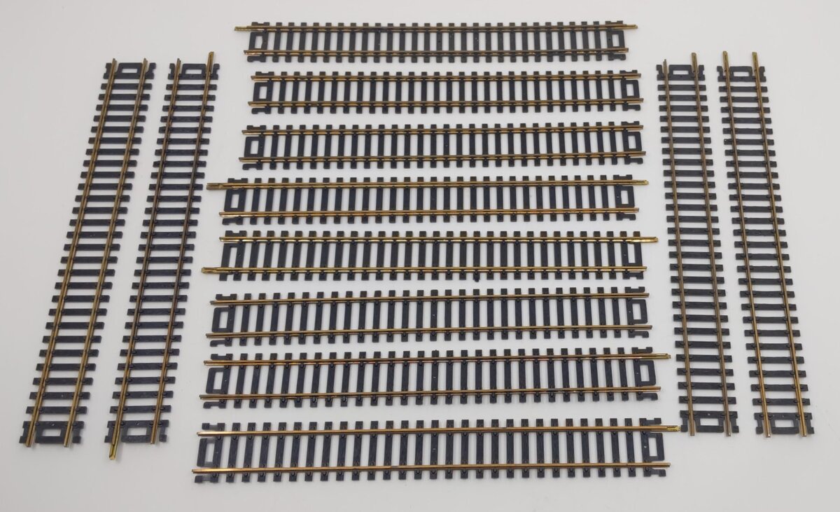 Atlas 0821 HO Code 100 Brass Rail 9" Straight Snap Track (12) EX