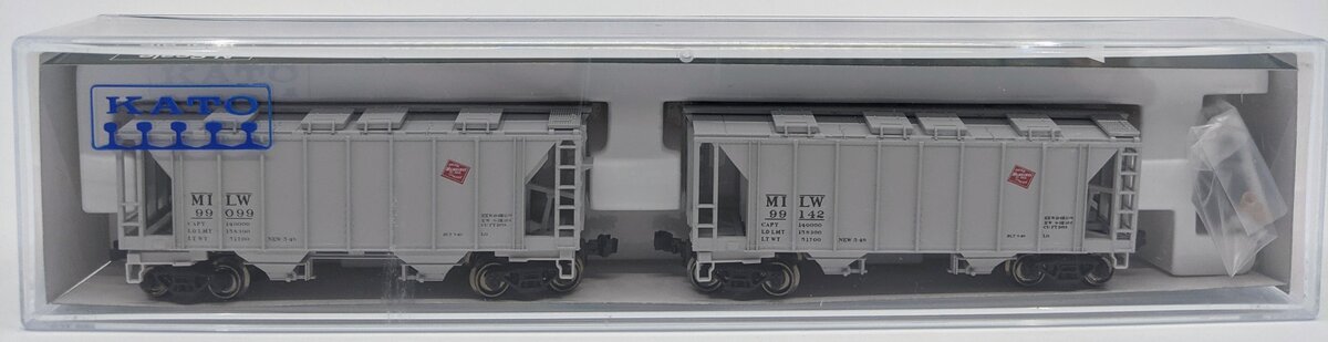 Kato 186-0204 N Scale Milwaukee Road 70' Covered Hopper Set (Set of 2) LN/Box