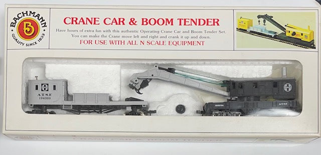 Bachmann 56-1210-02 N Scale Santa Fe 250 Ton Crane & Boom Car LN/Box