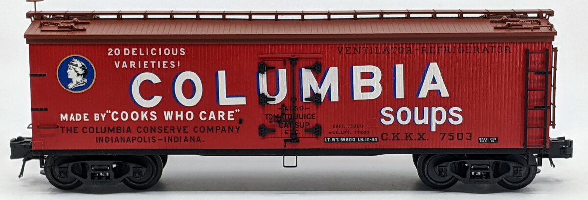 Atlas 6726-2 O Gauge Columbia Soup Woodside Refrigerator Car #7503 3-Rail LN/Box