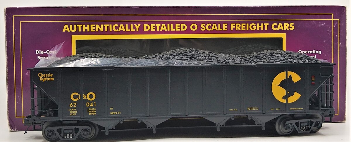 MTH 20-2782B O Gauge Chessie 4-Bay Hopper Car #62041 LN/Box