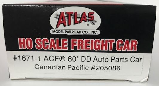 Atlas 1671-1 HO Scale Canadian Pacific ACF 60' DD Auto Parts Car #205086 LN/Box