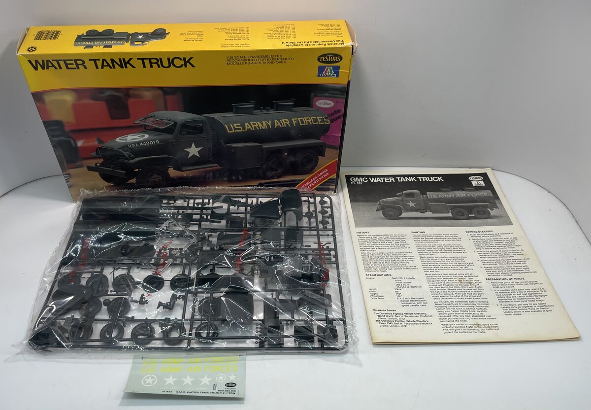 Testors Italeri 855 1:35 Scale Water Tank Truck U.S. Army Air Forces Model Kit