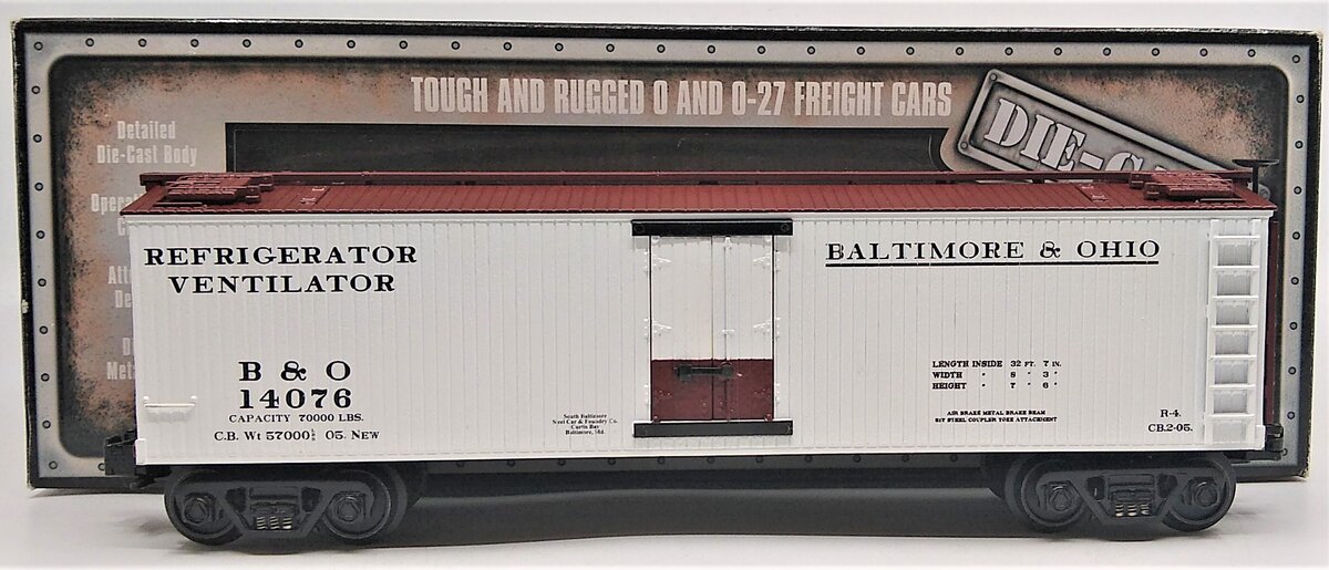 MTH 30-8604 O Gauge Baltimore & Ohio Die-Cast Refrigerator Car LN/Box