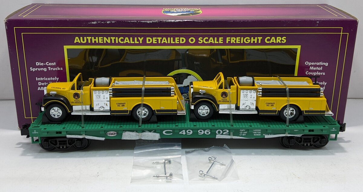 MTH 20-98164 O Gauge New York Central Flatcar w/Firetrucks LN/Box